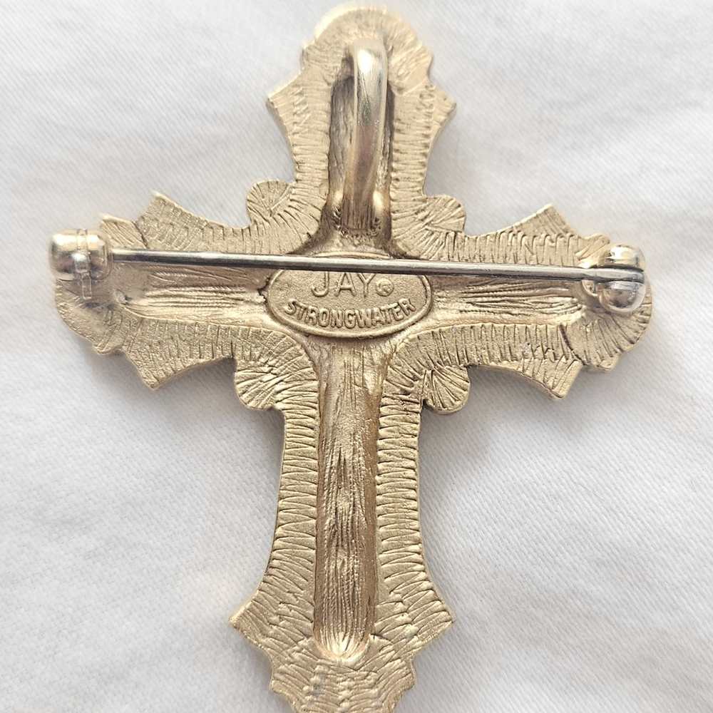 Elegant Jay Strongwater Swarovski Crystal Cross Brooch / Pendant - Picture 3 of 4